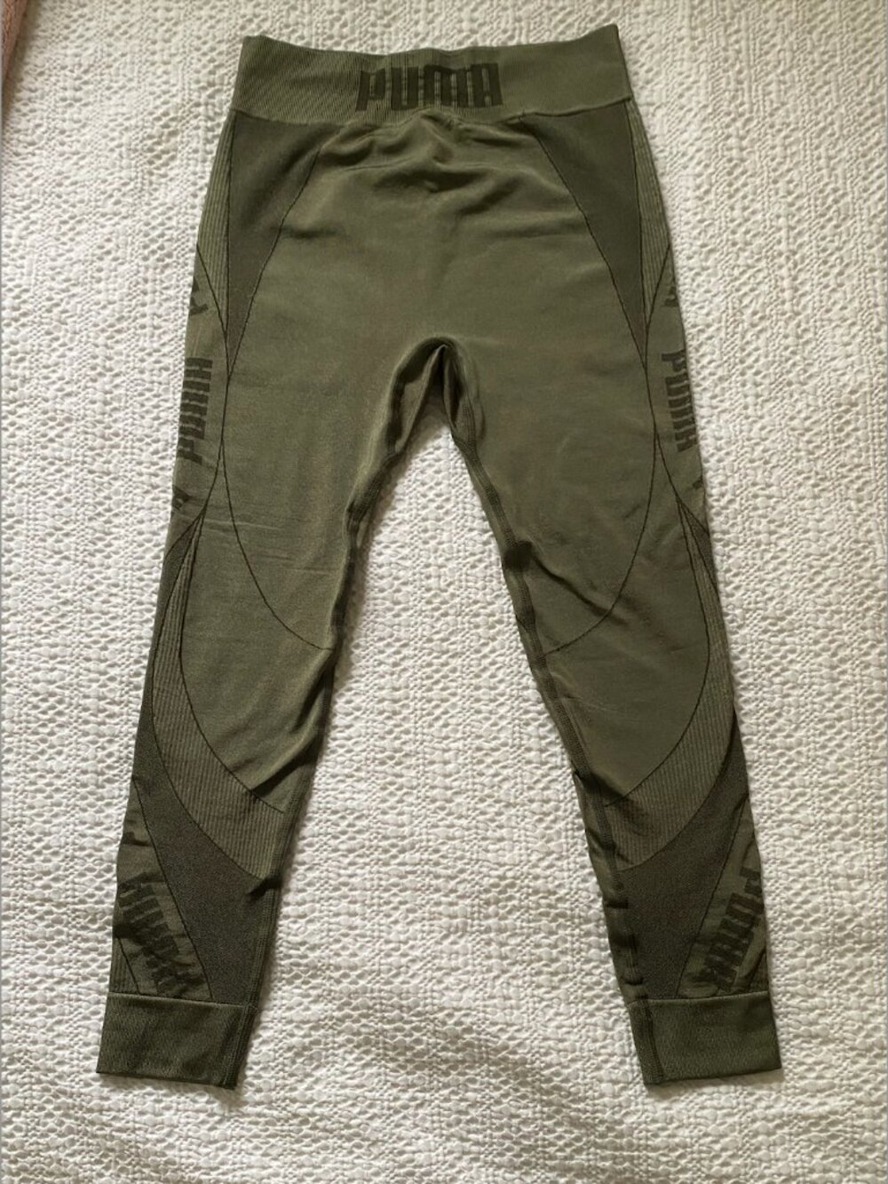 PUMA Evostripe evoKNIT 7/8 Seamless Tights Leggings XS Grape Leaf Olive Green